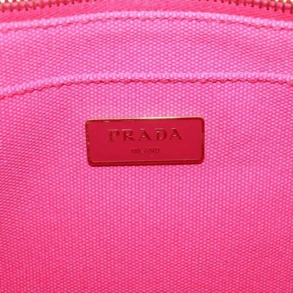 PRADA Canapa PM Hand Bag Canvas Pink Gold - Picture 11 of 16